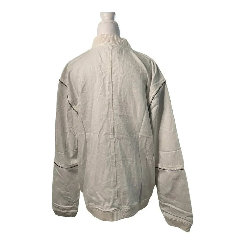 5133 FREE PEOPLE X SANDRINE ROSE WHITE JACKET WUTH ZIPPER‎ ACCENTS, LG